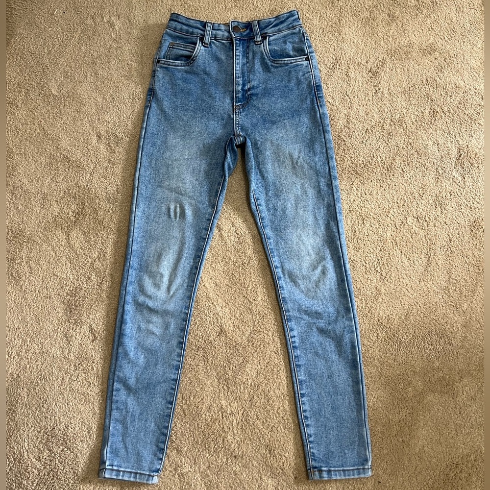 Cotton On Classic Blue Denim Jeans Girls Teen High Waist Size 2 Skinny